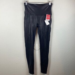 NWT Spanx Large Faux Leather Leggings‎ Black Shiny Compression